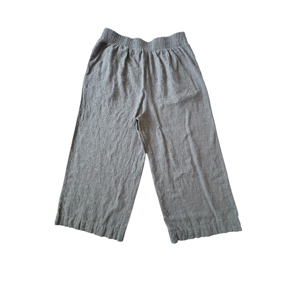 Ella Moss Womens Linen Blend Wide Leg Cropped Pants Size Large Elastic Waist - Picture 4 of 4